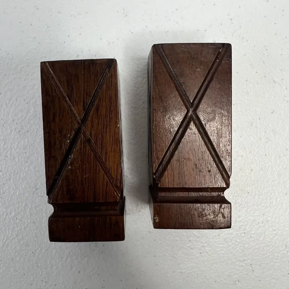 Vintage Wooden MCM Mid Century Modern Salt And Pepper Shakers Square Wood Rustic
